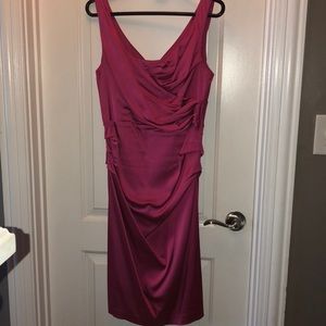Hot pink satin cocktail dress